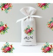 Personalizowany Ekskluzywny woreczek z lawendą z białej satyny bawełnianej